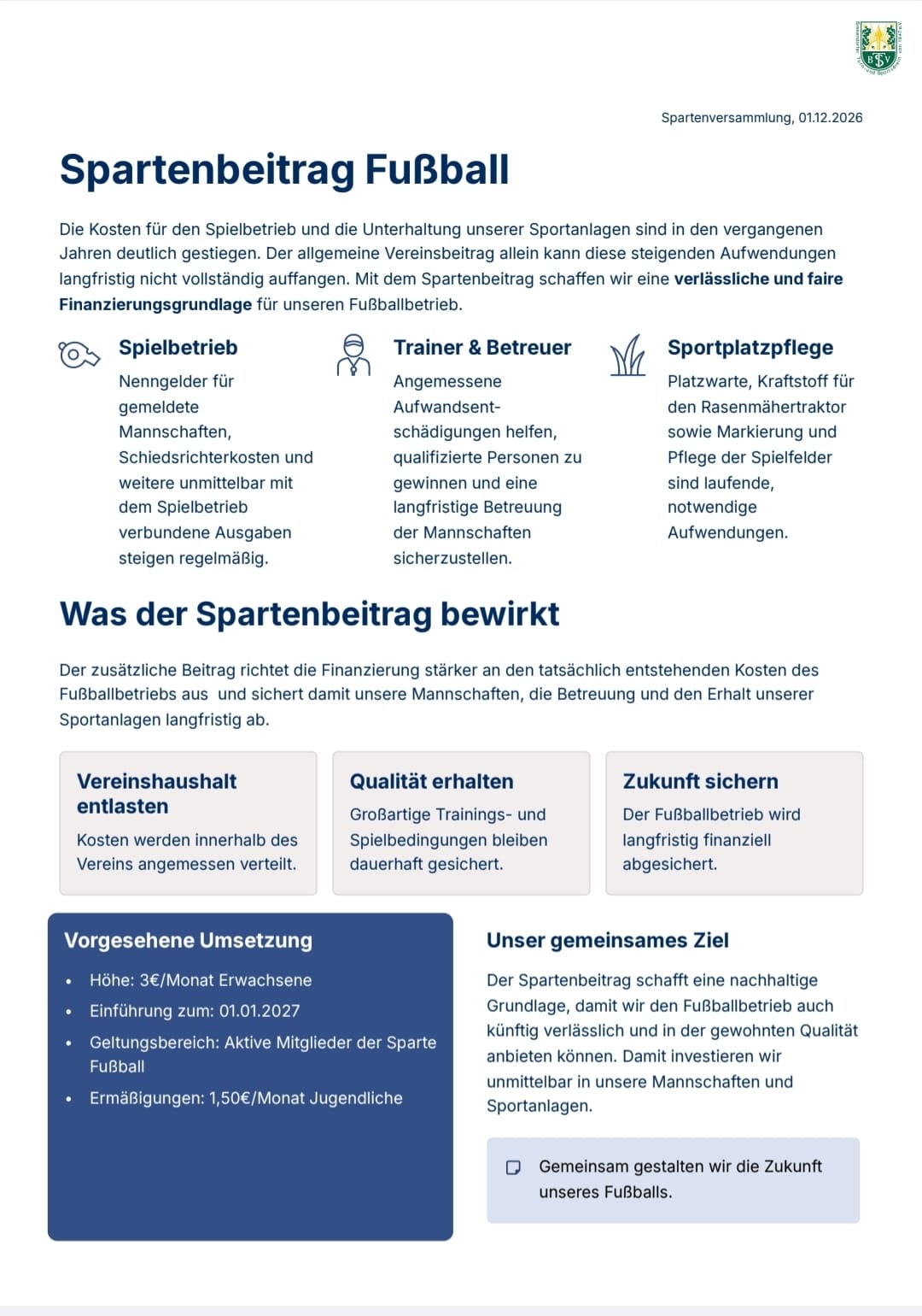 Offener Brief 2026 Fußballspartenbeitrag